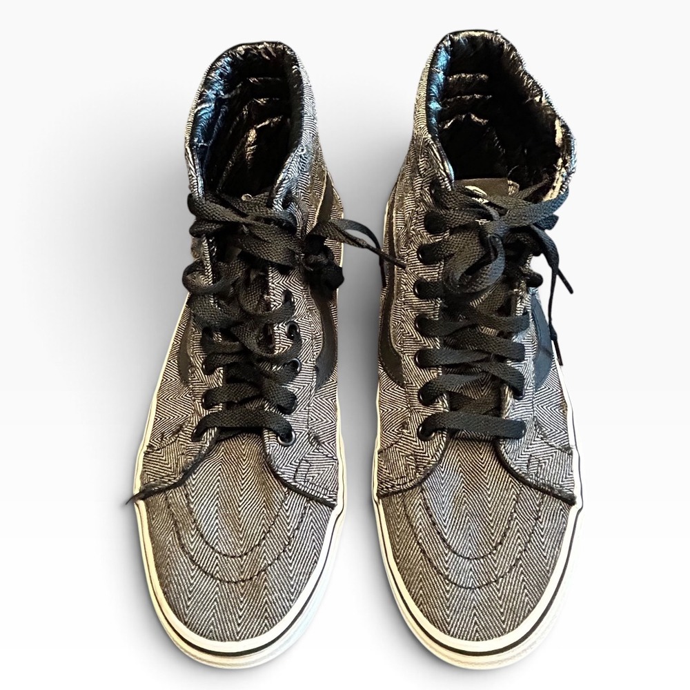 Vans Sk8-Hi Herringbone Black White High Top Sneakers Mens 9.5 Womens 11